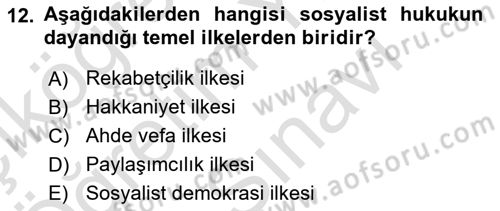 Hukukun Temel Kavramları Dersi 2025 - 2026 Yılı (Vize) Ara Sınav Soruları 12. Soru