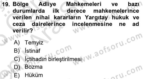 Hukukun Temel Kavramları Dersi 2025 - 2026 Yılı (Vize) Ara Sınav Soruları 19. Soru