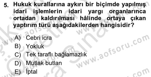 Hukukun Temel Kavramları Dersi 2025 - 2026 Yılı (Vize) Ara Sınav Soruları 5. Soru