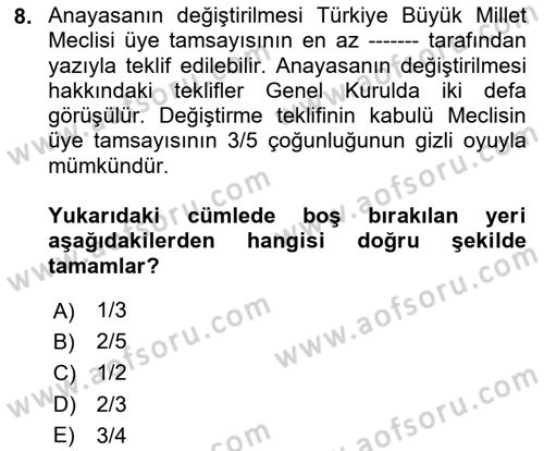 Hukukun Temel Kavramları Dersi 2025 - 2026 Yılı (Vize) Ara Sınav Soruları 8. Soru