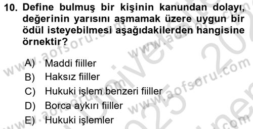 Hukukun Temel Kavramları Dersi 2025 - 2026 Yılı (Final) Dönem Sonu Sınav Soruları 10. Soru