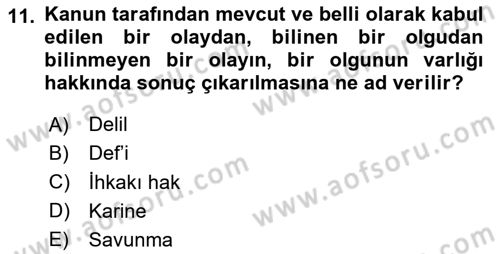 Hukukun Temel Kavramları Dersi 2025 - 2026 Yılı (Final) Dönem Sonu Sınav Soruları 11. Soru