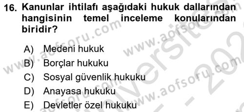 Hukukun Temel Kavramları Dersi 2025 - 2026 Yılı (Final) Dönem Sonu Sınav Soruları 16. Soru