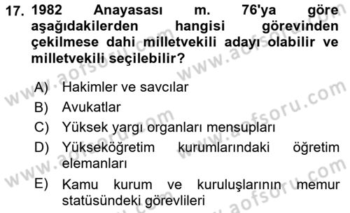 Hukukun Temel Kavramları Dersi 2025 - 2026 Yılı (Final) Dönem Sonu Sınav Soruları 17. Soru