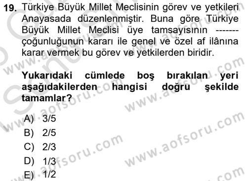 Hukukun Temel Kavramları Dersi 2025 - 2026 Yılı (Final) Dönem Sonu Sınav Soruları 19. Soru