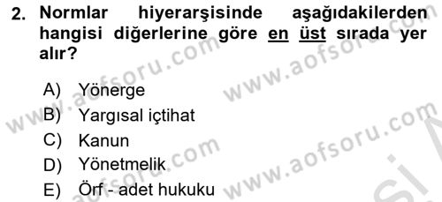 Hukukun Temel Kavramları Dersi 2025 - 2026 Yılı (Final) Dönem Sonu Sınav Soruları 2. Soru