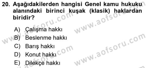 Hukukun Temel Kavramları Dersi 2025 - 2026 Yılı (Final) Dönem Sonu Sınav Soruları 20. Soru