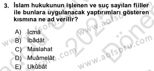 Hukukun Temel Kavramları Dersi 2025 - 2026 Yılı (Final) Dönem Sonu Sınav Soruları 3. Soru