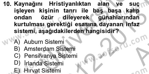 İnfaz Hukuku Dersi Ara Sınavı Deneme Sınav Soruları 10. Soru