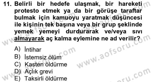 İnfaz Hukuku Dersi Ara Sınavı Deneme Sınav Soruları 11. Soru