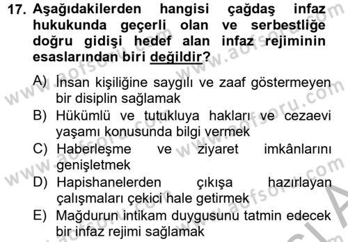 İnfaz Hukuku Dersi 2012 - 2013 Yılı (Vize) Ara Sınav Soruları 17. Soru
