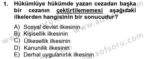 İnfaz Hukuku Dersi 2012 - 2013 Yılı (Final) Dönem Sonu Sınav Soruları 1. Soru