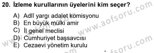 İnfaz Hukuku Dersi 2012 - 2013 Yılı (Final) Dönem Sonu Sınav Soruları 20. Soru