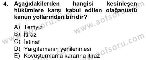 İnfaz Hukuku Dersi 2012 - 2013 Yılı (Final) Dönem Sonu Sınav Soruları 4. Soru