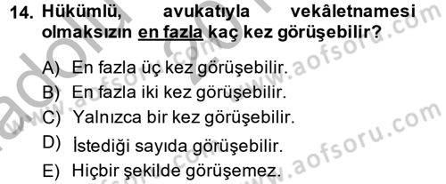İnfaz Hukuku Dersi Ara Sınavı Deneme Sınav Soruları 14. Soru