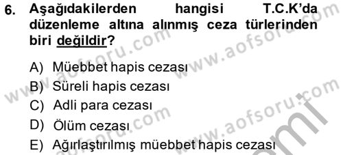 İnfaz Hukuku Dersi 2013 - 2014 Yılı (Vize) Ara Sınav Soruları 6. Soru