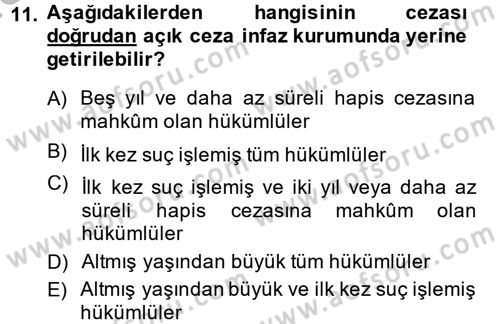 İnfaz Hukuku Dersi 2013 - 2014 Yılı (Final) Dönem Sonu Sınav Soruları 11. Soru