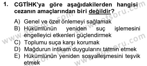 İnfaz Hukuku Dersi 2013 - 2014 Yılı Tek Ders Sınav Soruları 1. Soru