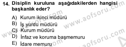 İnfaz Hukuku Dersi 2013 - 2014 Yılı Tek Ders Sınav Soruları 14. Soru