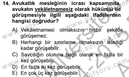 İnfaz Hukuku Dersi 2014 - 2015 Yılı (Vize) Ara Sınav Soruları 14. Soru