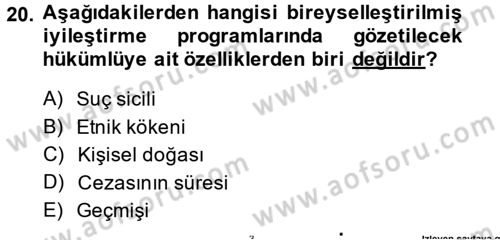 İnfaz Hukuku Dersi 2014 - 2015 Yılı (Vize) Ara Sınav Soruları 20. Soru