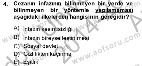 İnfaz Hukuku Dersi Ara Sınavı Deneme Sınav Soruları 4. Soru