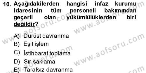 İnfaz Hukuku Dersi 2014 - 2015 Yılı (Final) Dönem Sonu Sınav Soruları 10. Soru