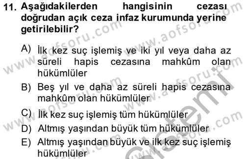 İnfaz Hukuku Dersi 2014 - 2015 Yılı (Final) Dönem Sonu Sınav Soruları 11. Soru