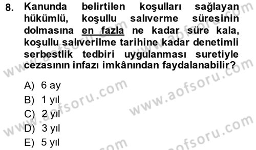 İnfaz Hukuku Dersi 2014 - 2015 Yılı (Final) Dönem Sonu Sınav Soruları 8. Soru