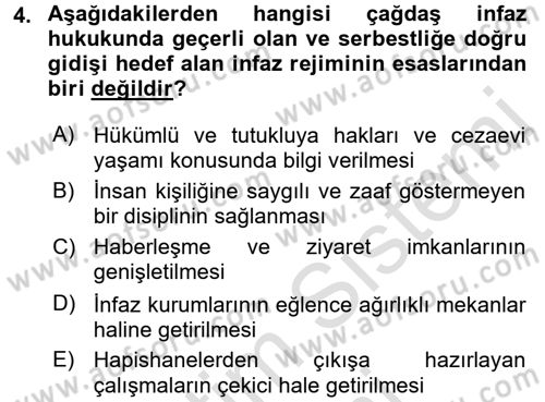 İnfaz Hukuku Dersi 2015 - 2016 Yılı (Final) Dönem Sonu Sınav Soruları 4. Soru