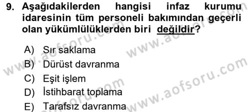 İnfaz Hukuku Dersi 2016 - 2017 Yılı 3 Ders Sınav Soruları 9. Soru