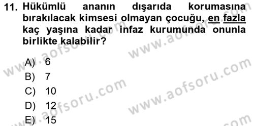 İnfaz Hukuku Dersi Ara Sınavı Deneme Sınav Soruları 11. Soru