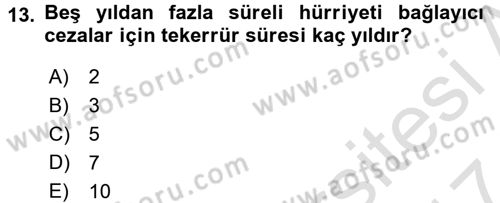 İnfaz Hukuku Dersi 2016 - 2017 Yılı (Final) Dönem Sonu Sınav Soruları 13. Soru