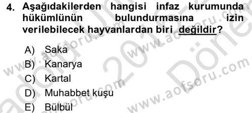 İnfaz Hukuku Dersi 2016 - 2017 Yılı (Final) Dönem Sonu Sınav Soruları 4. Soru
