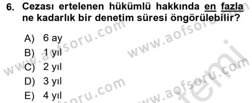 İnfaz Hukuku Dersi 2016 - 2017 Yılı (Final) Dönem Sonu Sınav Soruları 6. Soru