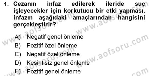 İnfaz Hukuku Dersi 2017 - 2018 Yılı (Vize) Ara Sınav Soruları 1. Soru