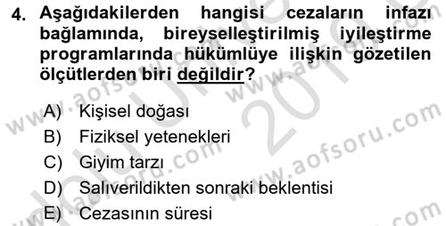 İnfaz Hukuku Dersi 2018 - 2019 Yılı 3 Ders Sınav Soruları 4. Soru