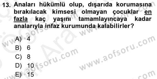 İnfaz Hukuku Dersi Ara Sınavı Deneme Sınav Soruları 13. Soru