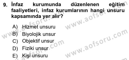 İnfaz Hukuku Dersi 2018 - 2019 Yılı (Final) Dönem Sonu Sınav Soruları 9. Soru