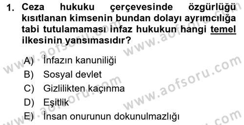 İnfaz Hukuku Dersi 2018 - 2019 Yılı Yaz Okulu Sınavı 1. Soru