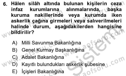 İnfaz Hukuku Dersi 2018 - 2019 Yılı Yaz Okulu Sınavı 6. Soru