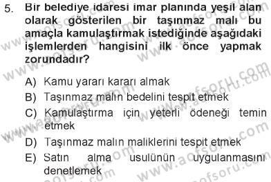 İdare Hukukuna Giriş Dersi 2012 - 2013 Yılı Tek Ders Sınav Soruları 5. Soru
