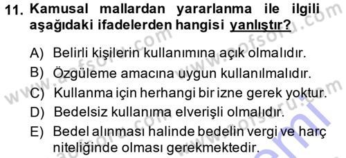 İdare Hukukuna Giriş Dersi Ara Sınavı Deneme Sınav Soruları 11. Soru