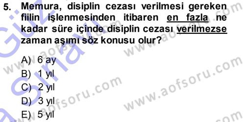İdare Hukukuna Giriş Dersi Ara Sınavı Deneme Sınav Soruları 5. Soru