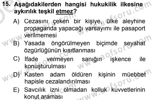 İdare Hukukuna Giriş Dersi 2013 - 2014 Yılı Tek Ders Sınav Soruları 15. Soru