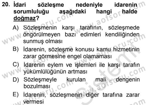 İdare Hukukuna Giriş Dersi 2013 - 2014 Yılı Tek Ders Sınav Soruları 20. Soru