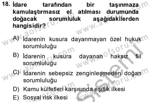 İdare Hukukuna Giriş Dersi 2014 - 2015 Yılı (Final) Dönem Sonu Sınav Soruları 18. Soru