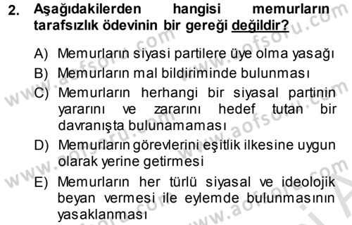 İdare Hukukuna Giriş Dersi 2014 - 2015 Yılı Tek Ders Sınav Soruları 2. Soru
