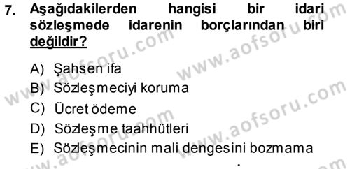 İdare Hukukuna Giriş Dersi 2014 - 2015 Yılı Tek Ders Sınav Soruları 7. Soru