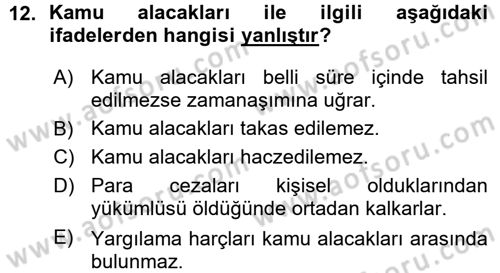 İdare Hukukuna Giriş Dersi 2015 - 2016 Yılı (Vize) Ara Sınav Soruları 12. Soru